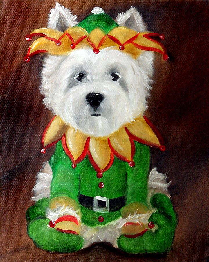 Westie Painting - Elf by Mary Sparrow