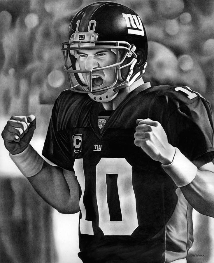 Eli Manning Drawing - Eli by Jerry Winick