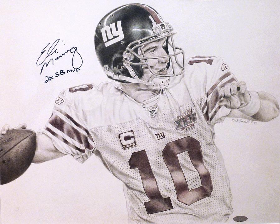 Eli Manning Drawing by Mark Kannell Fine Art America