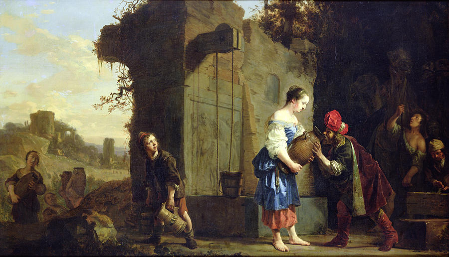 Eliezer And Rebecca At The Well, 1660 Oil On Canvas Photograph by Salomon de Bray