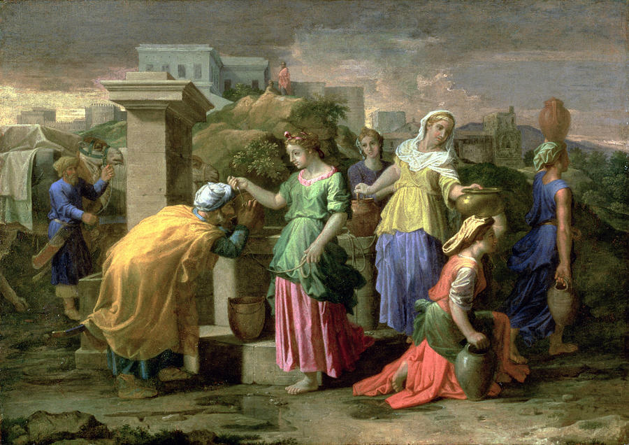 Nicolas Poussin Painting - Eliezer And Rebecca At The Well by Nicolas Poussin