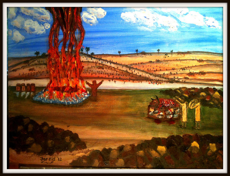Elijah Calls Down Fire From Heaven Painting by Larry Farris