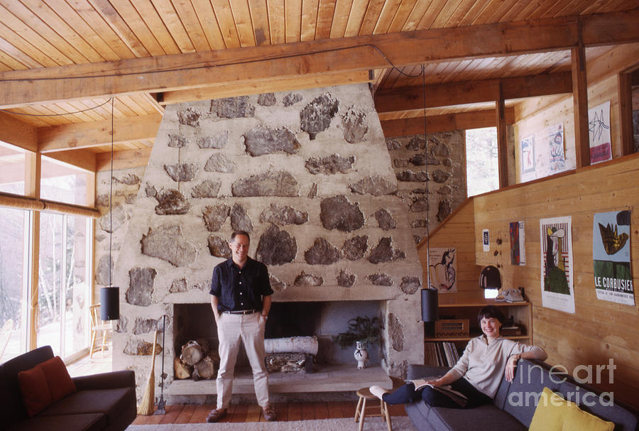 Eliot And Molly Noyes At Their Ski Cabin 1964 Photograph By The