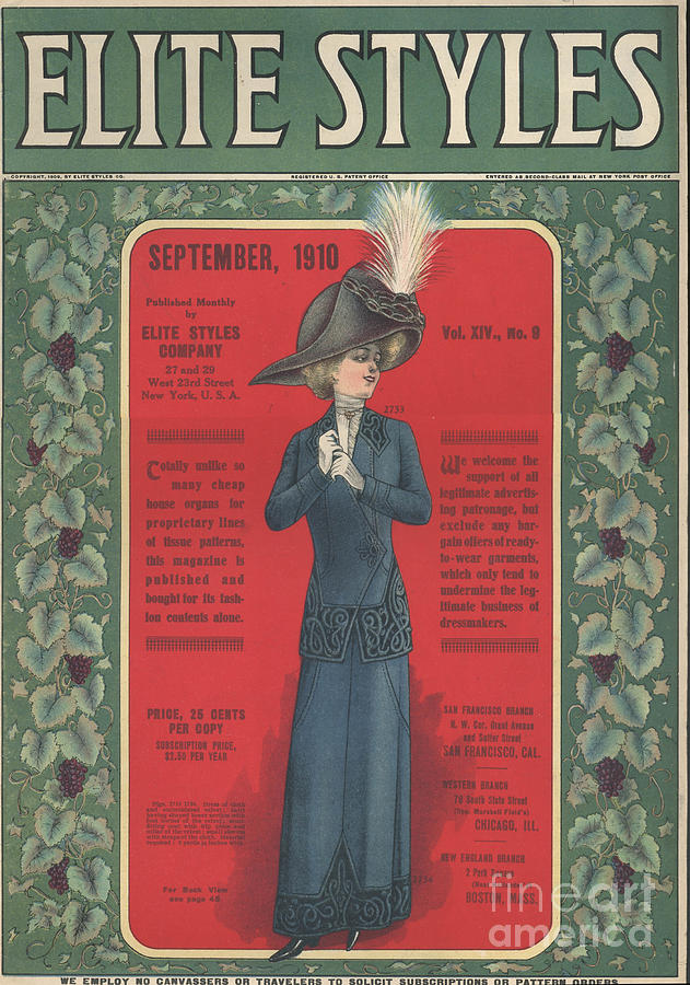 Covers Drawing - Elite Styles 1910 1910s Usa Womens by The Advertising Archives