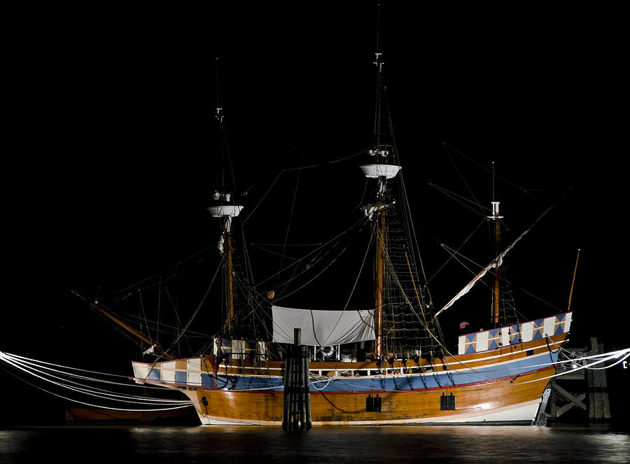 Boat Photograph - Elizabeth II in Port at Night by Greg Reed
