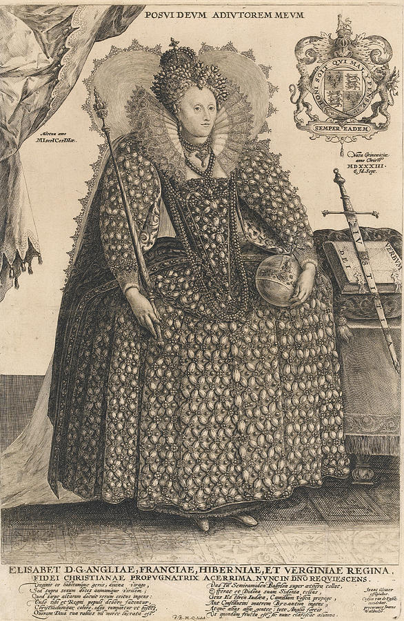 Elizabeth, Queen Of England, C.1603 Drawing by Crispin I de Passe