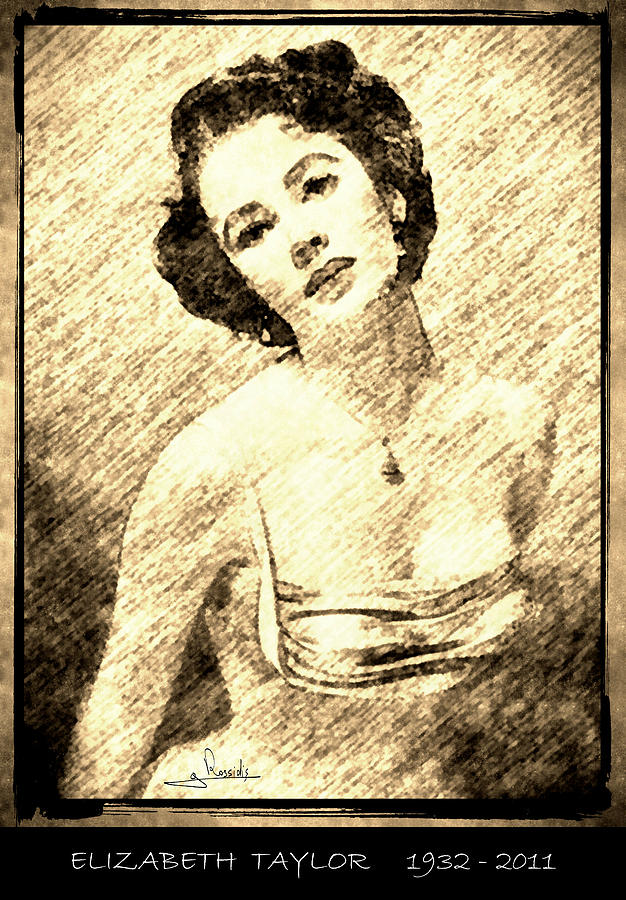 Elizabeth Taylor Drawing by George Rossidis