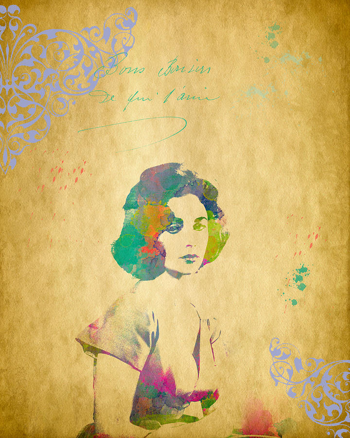 Elizabeth Taylor - Scatter Watercolor Digital Art by Paulette B Wright