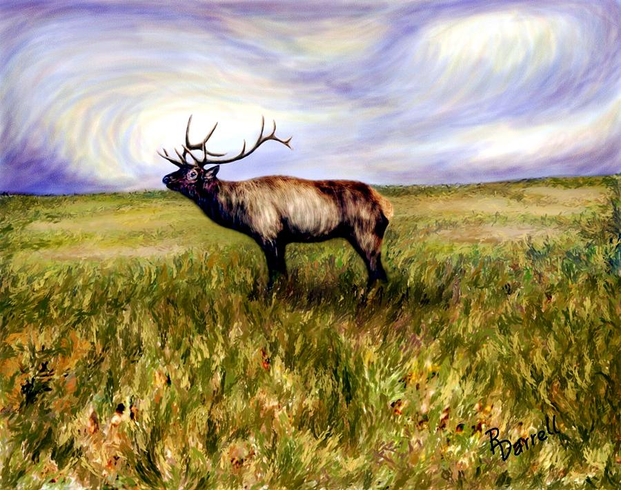 Elk At Dusk Digital Art by Ric Darrell