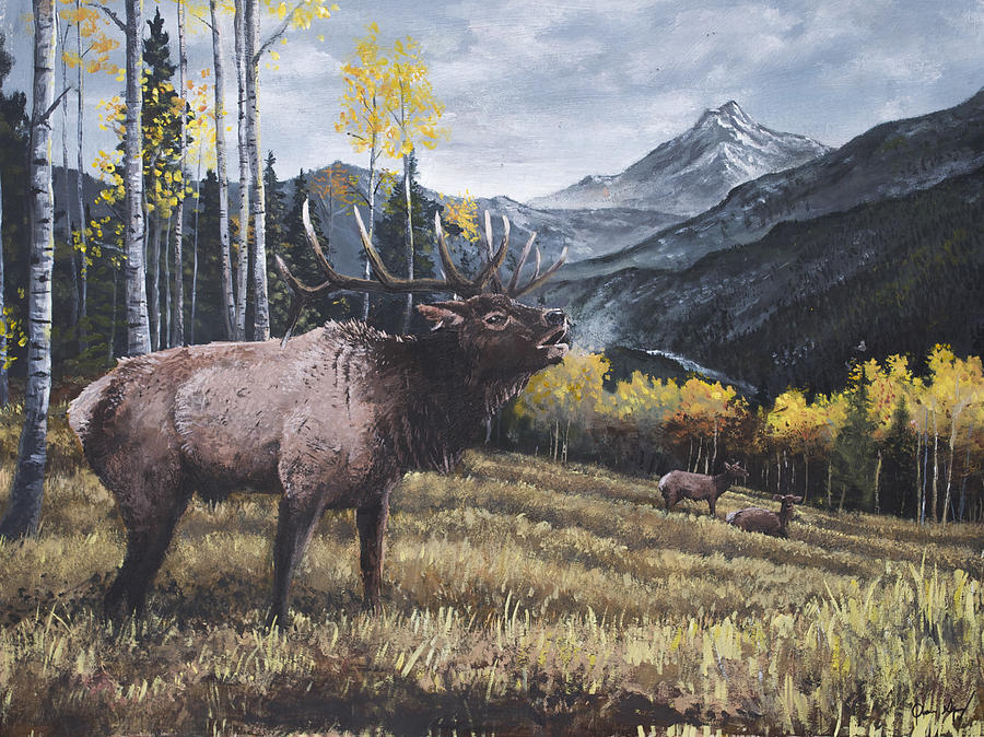 Elk Bugle Painting by Aaron Spong