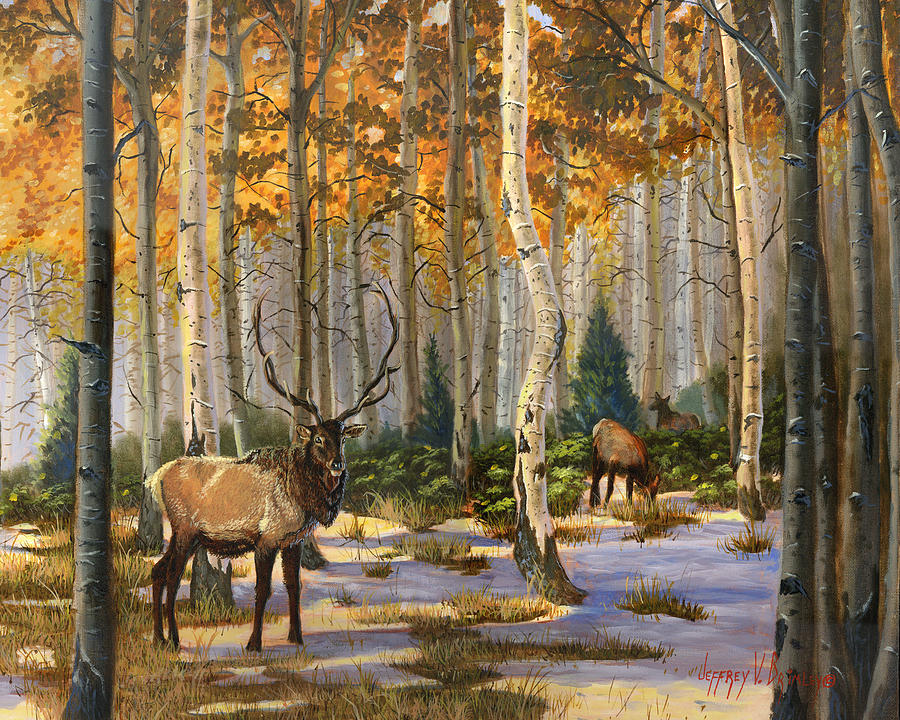 Elk in the Gold Painting by Jeff Brimley