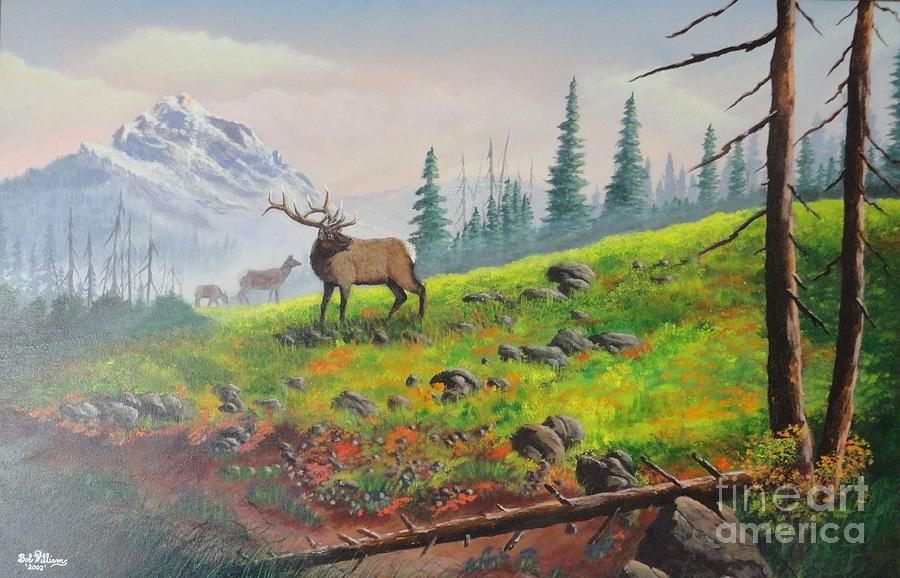 Elk in the Mist Painting by Bob Williams