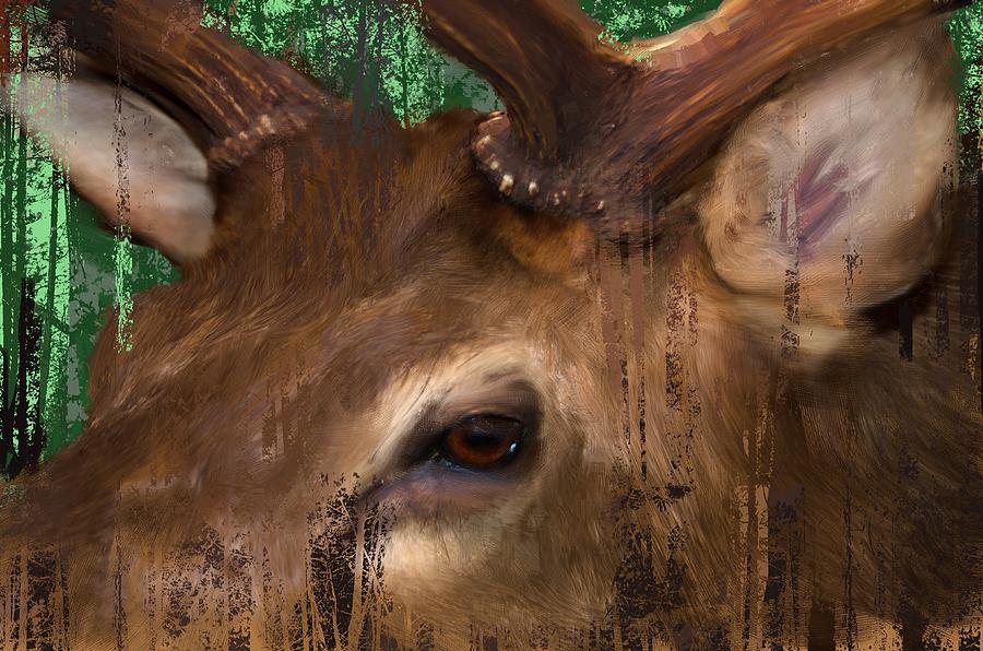 Elk in the trees Digital Art by Debra Baldwin