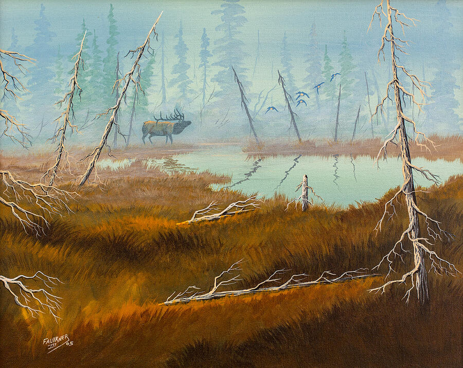 Elk Swamp Painting by Richard Faulkner
