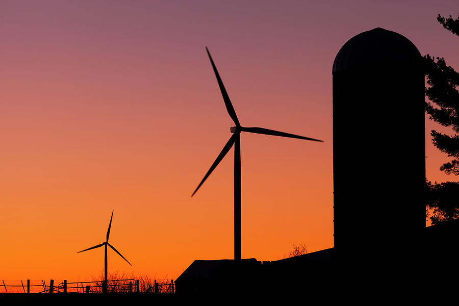 Elk Wind Energy Farm And A Silo Photograph by Lucas Payne