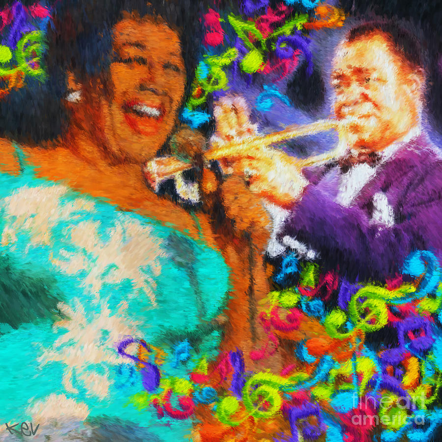 Jazz Painting - Ella and Louis by Kevin Rogerson