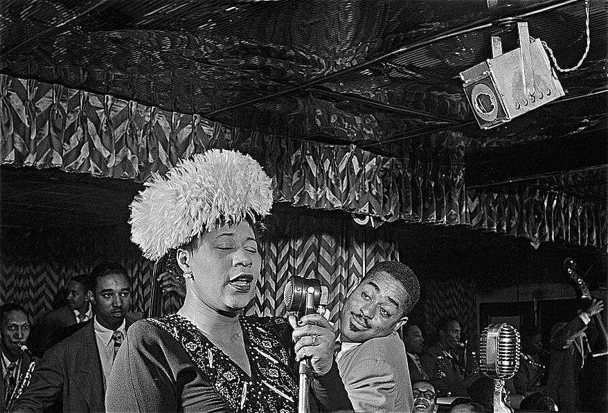 Ella Fitzgerald and Dizzy Gillespie William Gottleib photo unknown location September 1947-2014. Photograph by David Lee Guss
