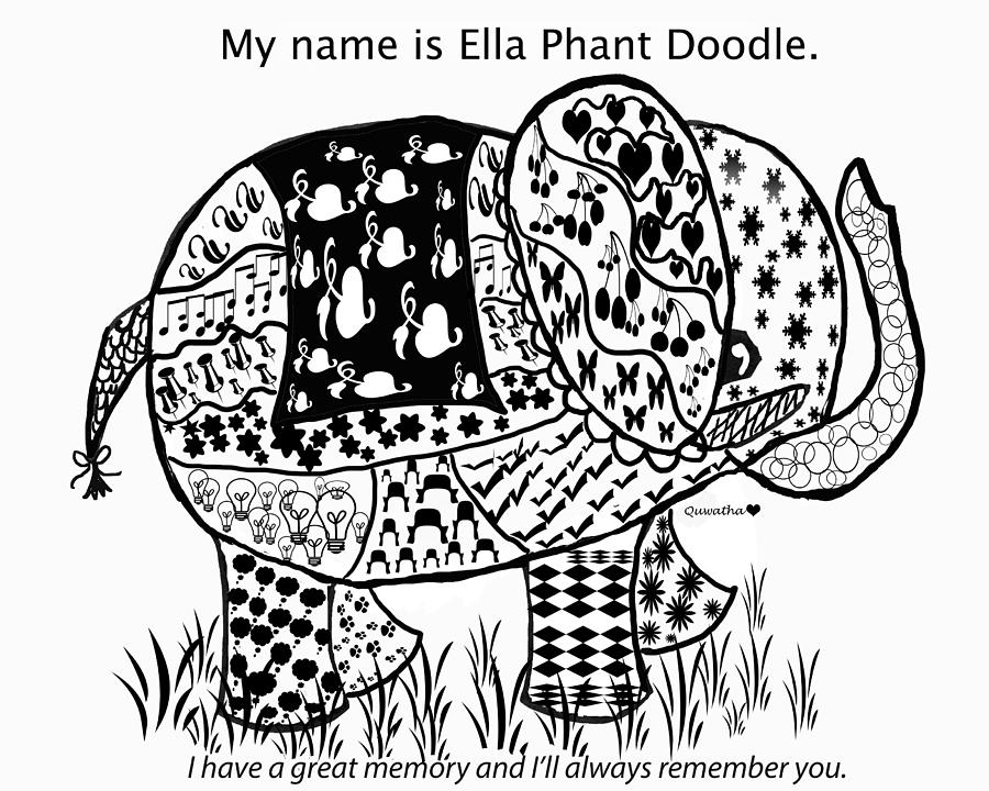 Ella Phant Doodle Drawing by Quwatha Valentine