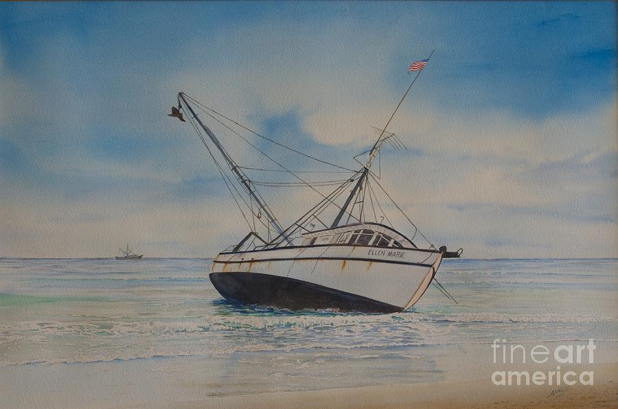 Transportation Painting - Ellen Marie Beached by AnnaJo Vahle