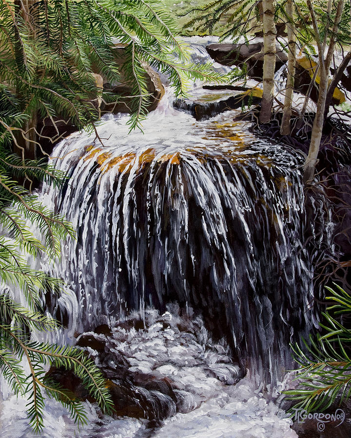 Ellens Waterfall Painting by Timithy L Gordon