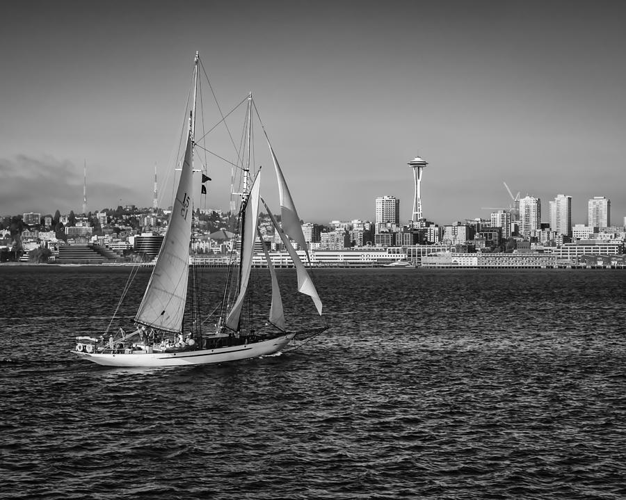 Seattle Photograph - Elliott Bay Sailing by Kyle Wasielewski