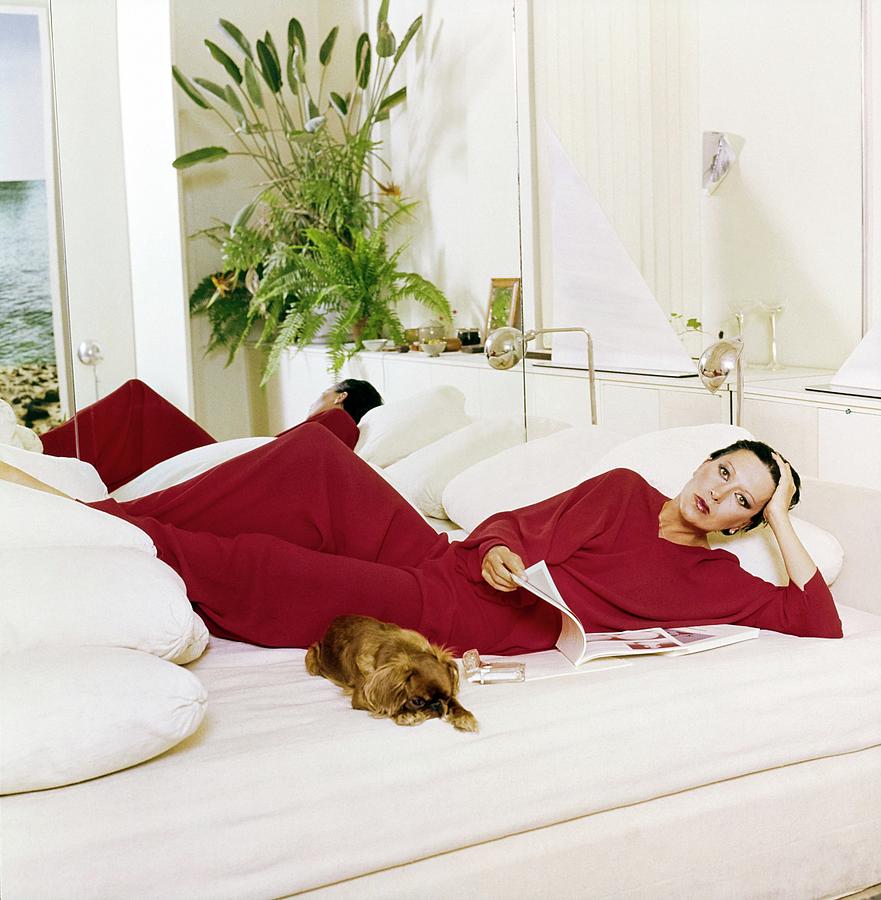 Elsa Peretti Wearing Halston Pajamas Photograph by Horst P. Horst