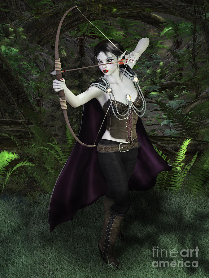 Elf Digital Art - Elven Archer Female by Elle Arden Walby