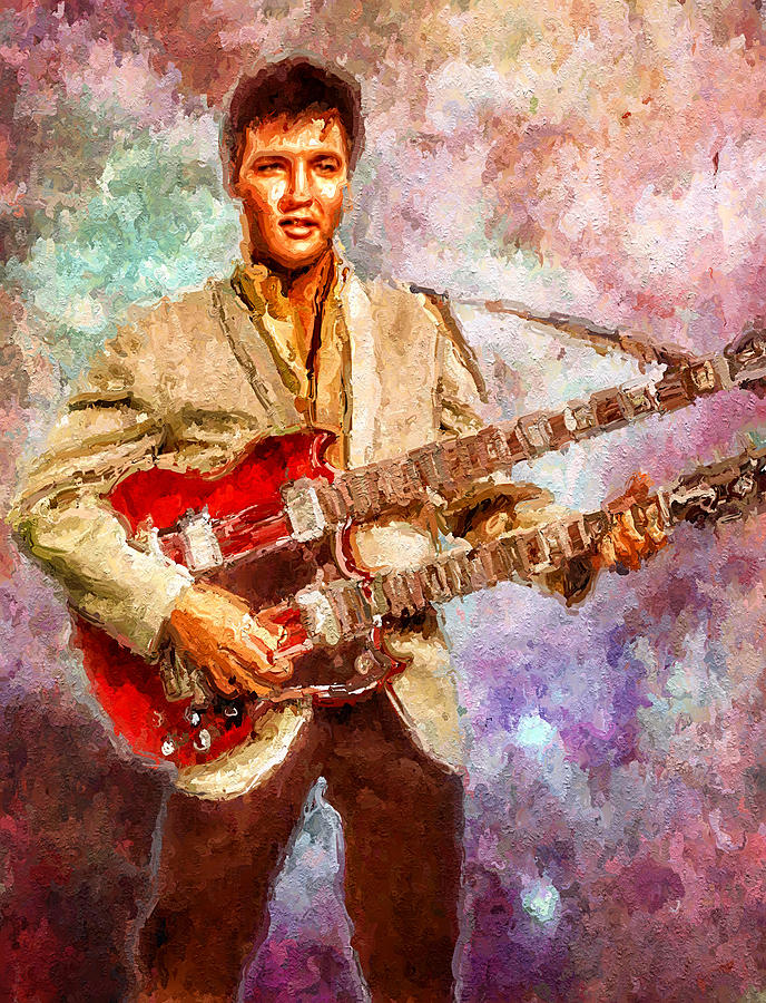 Elvis and double deck guitar Digital Art by Yury Malkov - Fine Art America