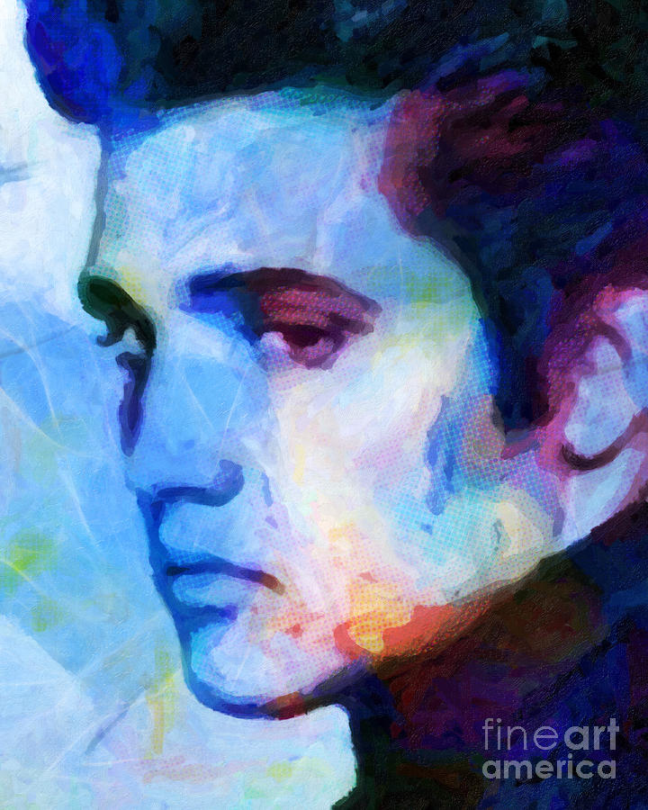 Elvis Blue Painting by Lutz Baar