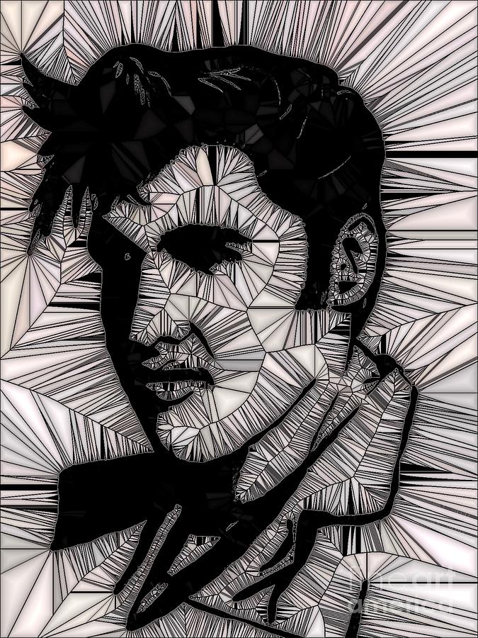 Elvis in Black and White  Painting by Saundra Myles