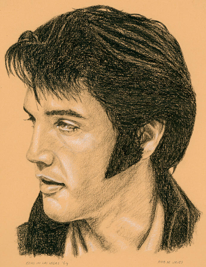 Elvis Presley Drawing - Elvis Las Vegas 69 by Rob De Vries