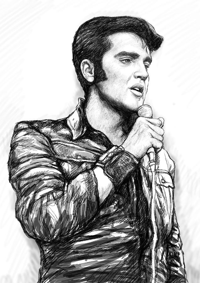 Elvis Presley Art Drawing Sketch Portrait Painting by Kim Wang