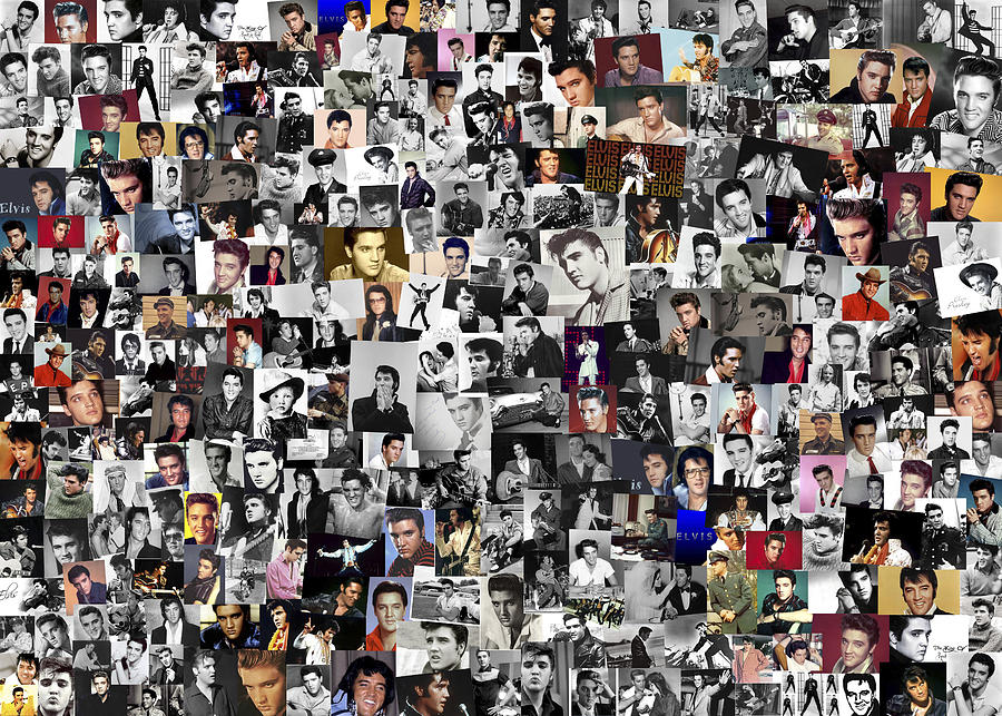Elvis Presley Collage art Canvas Print Photograph by Chris Smith
