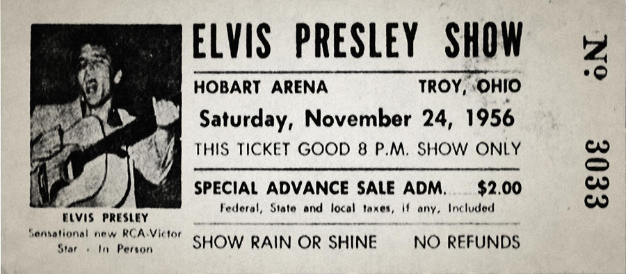 Elvis Presley Photograph - Elvis Presley Concert Ticket 1956 by Bill Cannon
