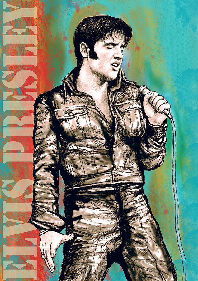 Mississippi Drawing - Elvis Presley - Modern art drawing poster by Kim Wang