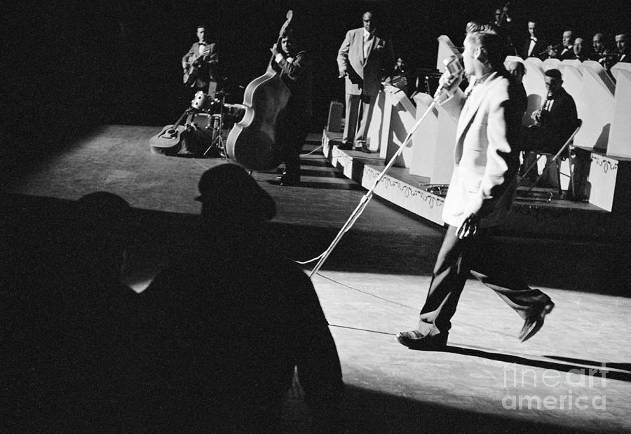 Elvis Presley Photograph - Elvis Presley with an orchestra 1956 by The Harrington Collection