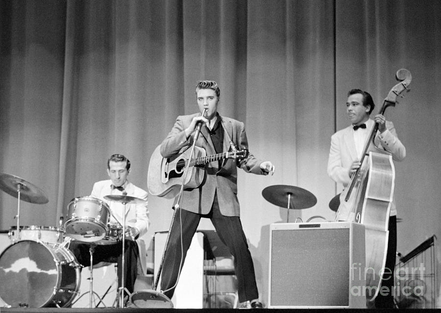 Elvis Presley With D.j. Fontana And Bill Black 1956 Photograph