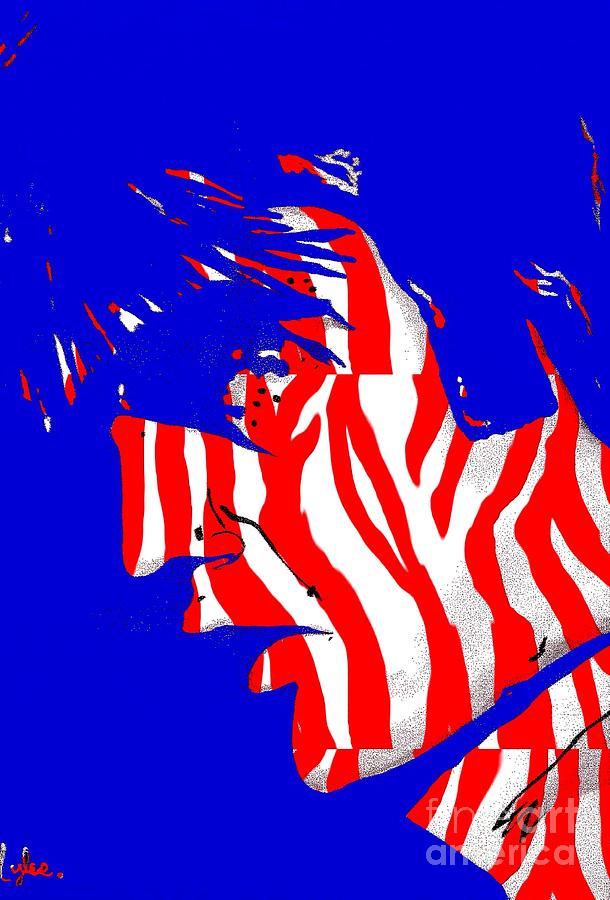 Elvis Red White and Blue Abstract Painting by Saundra Myles