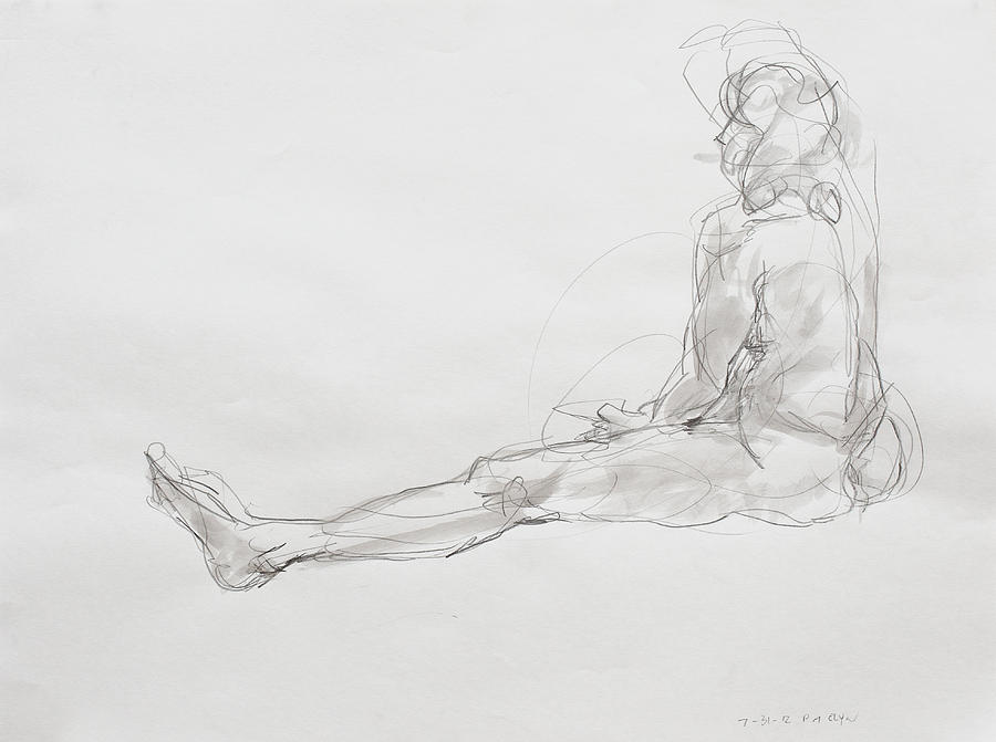 Nude Drawing - Elyn Seated on floor by Andy Gordon