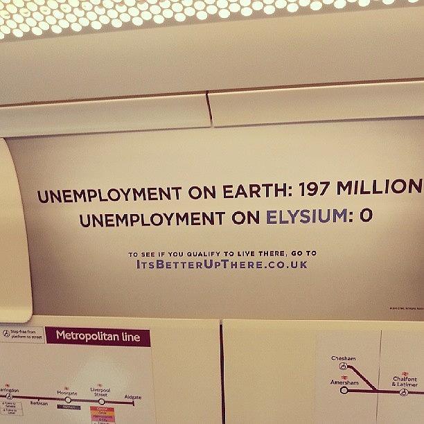 London Photograph - #elysium Advert In Tube Today. #london by Bhanu Chawla