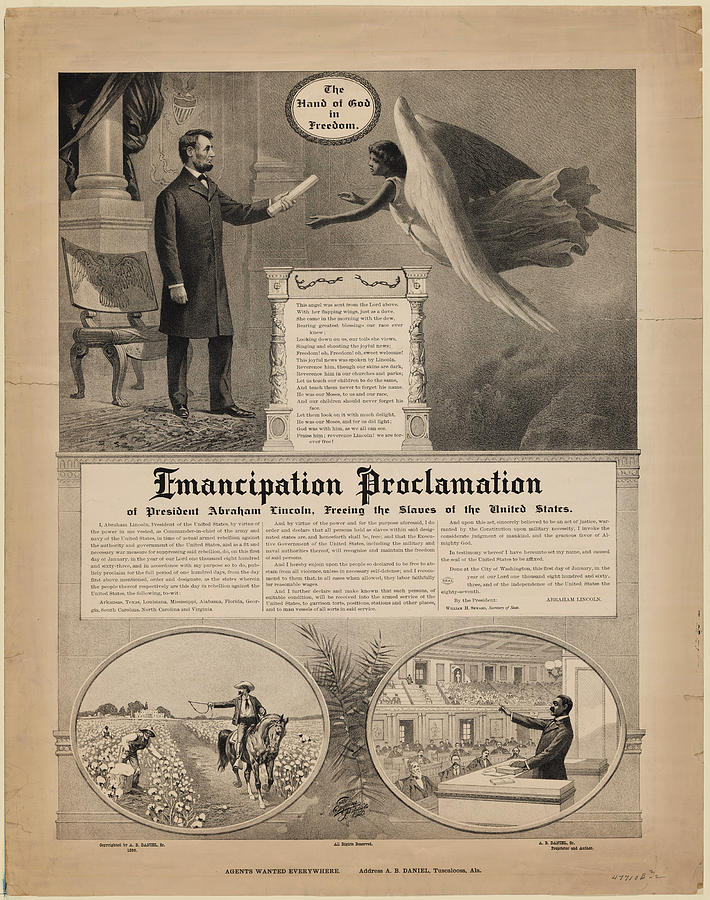 Emancipation proclamation of President Abraham Lincoln Freeing the Slaves of the United States Painting by MotionAge Designs