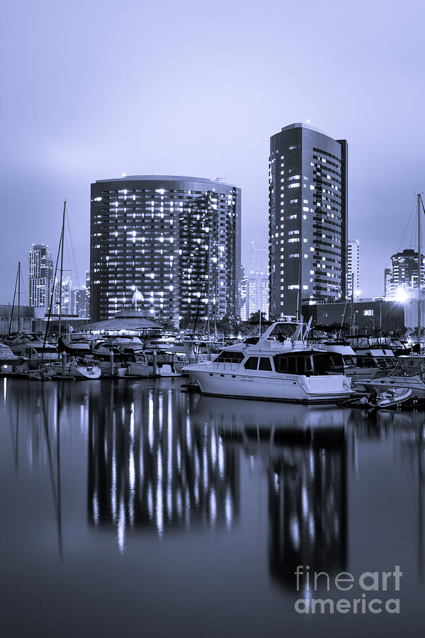 San Diego Photograph - Embarcadero Marina at Night in San Diego California by Paul Velgos