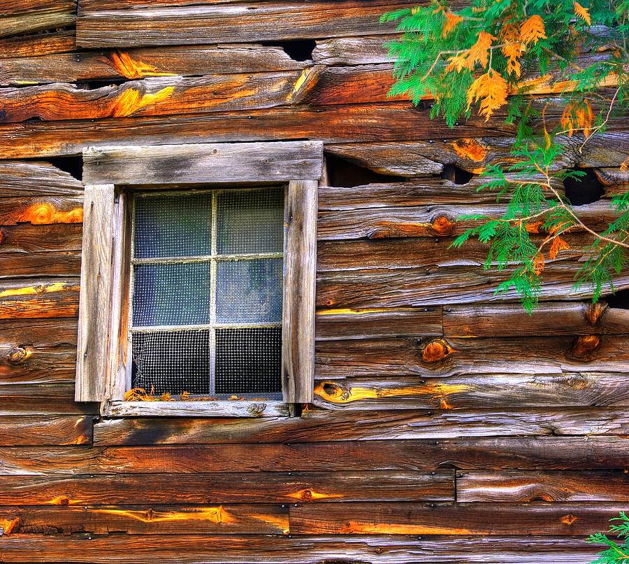Embracing Autumn - Barn and Window Close1 - Bedford PA Photograph by Michael Mazaika