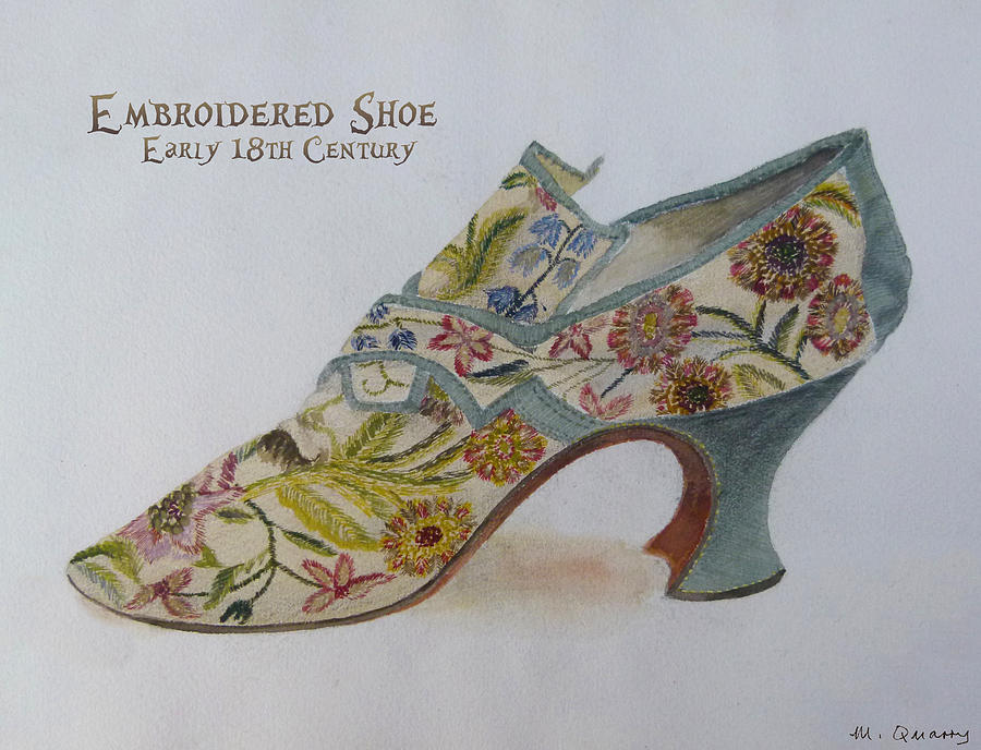 Boot Painting - Embroidered Shoe - Early 18th Century #1 by Paul Quarry