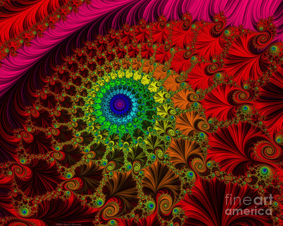 Embroidered Silk and Beads - horizontal Digital Art by Mary Machare