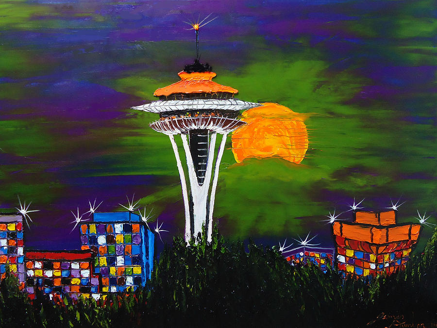 Emerald City Seattle #3 Painting by James Dunbar