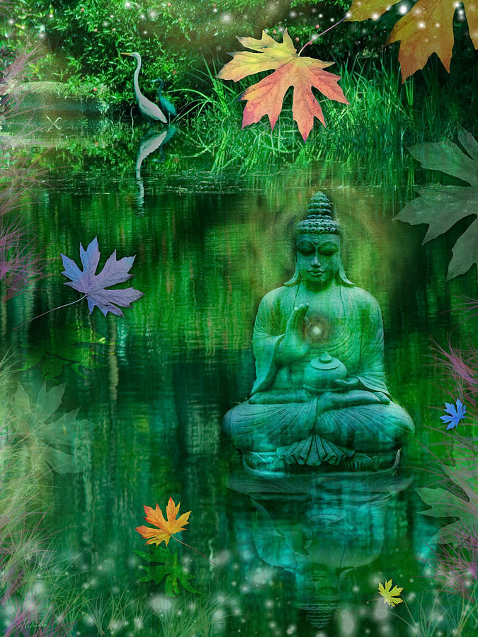 Buddha Photograph - Emerald Crane by MGL Meiklejohn Graphics Licensing