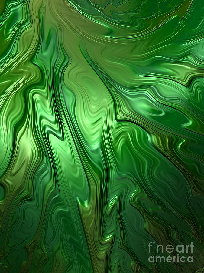 Abstract Digital Art - Emerald Flow by John Edwards