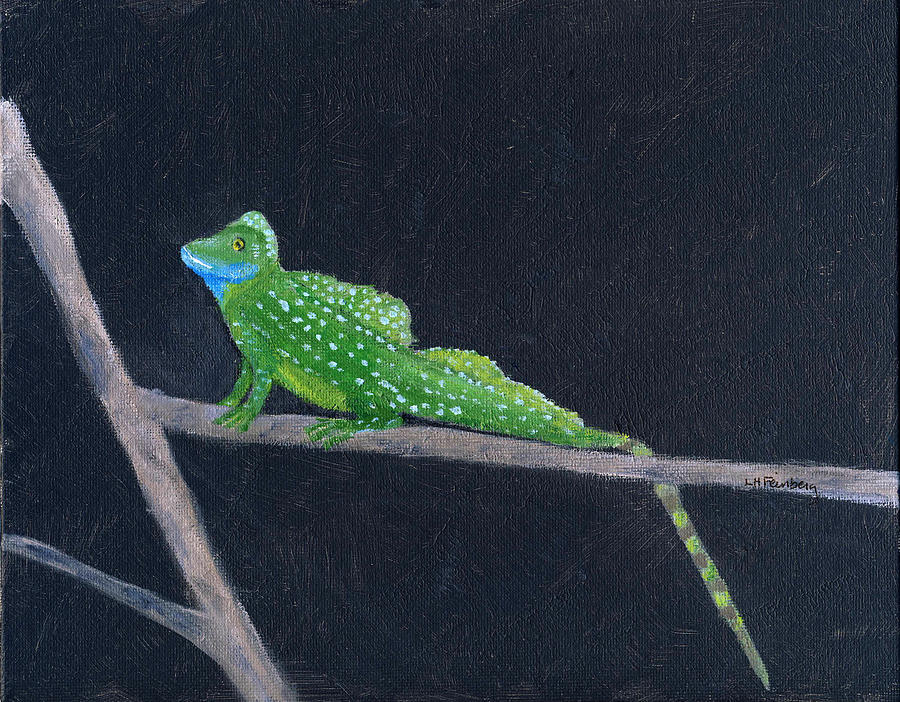 Emerald Lizard - Costa Rica Painting by Linda Feinberg