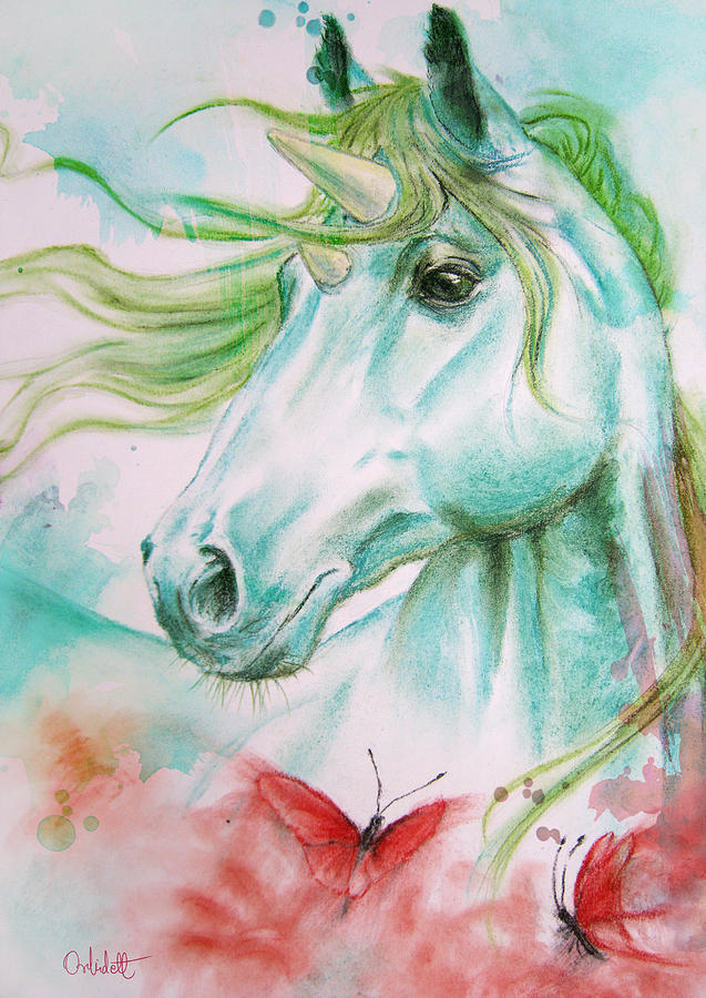 Unicorn Pastel - Emerald Unicorn by Bernadett Kovacs